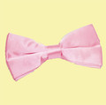 Baby Pink Mens Plain Satin Bow Tie Wedding Necktie