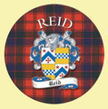 Reid Coat of Arms Tartan Cork Round Scottish Name Coasters Set of 2