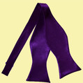 Purple Mens Plain Satin Self-Tie Bow Tie Wedding Necktie 