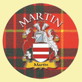 Martin Coat of Arms Tartan Cork Round Scottish Name Coasters Set of 2
