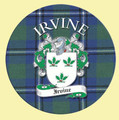 Irvine Coat of Arms Tartan Cork Round Scottish Name Coasters Set of 2