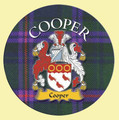 Cooper Coat of Arms Tartan Cork Round Scottish Name Coasters Set of 2