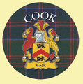 Cook Coat of Arms Tartan Cork Round Scottish Name Coasters Set of 2