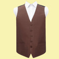 Chocolate Brown Mens Plain Shantung  Wedding Vest Waistcoat 