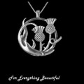 Thistle Swirl Floral Emblem Circular Sterling Silver Pendant