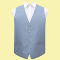 Dusty Blue Mens Plain Shantung  Wedding Vest Waistcoat 