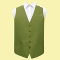 Olive Green Mens Plain Shantung  Wedding Vest Waistcoat 
