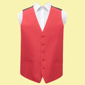 Scarlet Red Mens Plain Shantung  Wedding Vest Waistcoat 