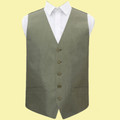 Sage Green Mens Plain Shantung  Wedding Vest Waistcoat 