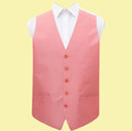 Salmon Pink Mens Plain Shantung  Wedding Vest Waistcoat 