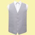 Silver Grey Mens Plain Shantung  Wedding Vest Waistcoat 
