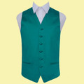 Teal Green Mens Plain Satin Wedding Vest Waistcoat 