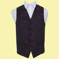 Cadbury Purple Mens Diamond Pattern Microfibre Wedding Vest Waistcoat 
