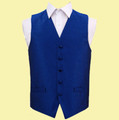 Royal Blue Mens Greek Key Pattern Microfibre Wedding Vest Waistcoat 