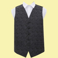 Charcoal Grey Mens Paisley Pattern Microfibre Wedding Vest Waistcoat 