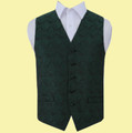 Emerald Green Mens Paisley Pattern Microfibre Wedding Vest Waistcoat 