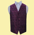 Purple Mens Paisley Pattern Microfibre Wedding Vest Waistcoat 