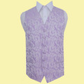 Lilac Mens Floral Pattern Microfibre Wedding Vest Waistcoat 