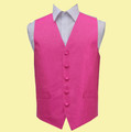 Fuchsia Pink Mens Solid Check Pattern Microfibre Wedding Vest Waistcoat 