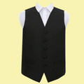 Black Mens Solid Check Pattern Microfibre Wedding Vest Waistcoat 