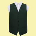 Dark Green Mens Solid Check Pattern Microfibre Wedding Vest Waistcoat 