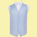 Baby Blue Mens Swirl Pattern Microfibre Wedding Vest Waistcoat 