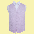 Lilac Mens Swirl Pattern Microfibre Wedding Vest Waistcoat 
