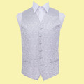 Silver Grey Mens Swirl Pattern Microfibre Wedding Vest Waistcoat 