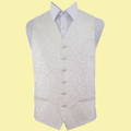 Ivory Mens Scroll Pattern Microfibre Wedding Vest Waistcoat 