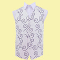 Purple Mens Scroll Pattern Microfibre Wedding Vest Waistcoat 