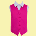 Hot Pink Boys Plain Satin Wedding Vest Waistcoat 