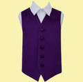 Purple Boys Plain Satin Wedding Vest Waistcoat 
