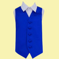 Royal Blue Boys Plain Satin Wedding Vest Waistcoat 