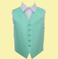 Mint Green Boys Greek Key Pattern Microfibre Wedding Vest Waistcoat 