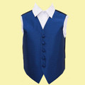 Royal Blue Boys Greek Key Pattern Microfibre Wedding Vest Waistcoat 