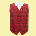 Black And Red Boys Paisley Pattern Microfibre Wedding Vest Waistcoat 