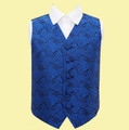 Royal Blue Boys Paisley Pattern Microfibre Wedding Vest Waistcoat 