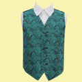 Teal Green Boys Paisley Pattern Microfibre Wedding Vest Waistcoat 