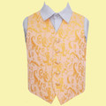 Gold Boys Floral Pattern Microfibre Wedding Vest Waistcoat 