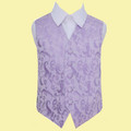 Lilac Boys Floral Pattern Microfibre Wedding Vest Waistcoat 