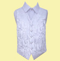 White Boys Floral Pattern Microfibre Wedding Vest Waistcoat 