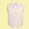 Gold Boys Scroll Pattern Microfibre Wedding Vest Waistcoat 