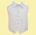 Ivory Boys Scroll Pattern Microfibre Wedding Vest Waistcoat 