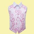 Ivory And Hot Pink Boys Scroll Pattern Microfibre Wedding Vest Waistcoat 