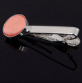 Coral Plain Satin Inlay Round Wedding Mens Tie Clip Set Of Two