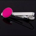 Hot Pink Plain Satin Inlay Round Wedding Mens Tie Clip Set Of Two