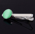 Mint Green Plain Satin Inlay Round Wedding Mens Tie Clip Set Of Two