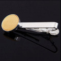 Pale Yellow Plain Satin Inlay Round Wedding Mens Tie Clip Set Of Two