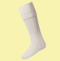 Ecru Wool Blend Harris Full Length Mens Kilt Hose Highland Socks