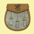 Lion Rampant Etched Bell Tassels Semi-Formal Leather Mens Sporran 